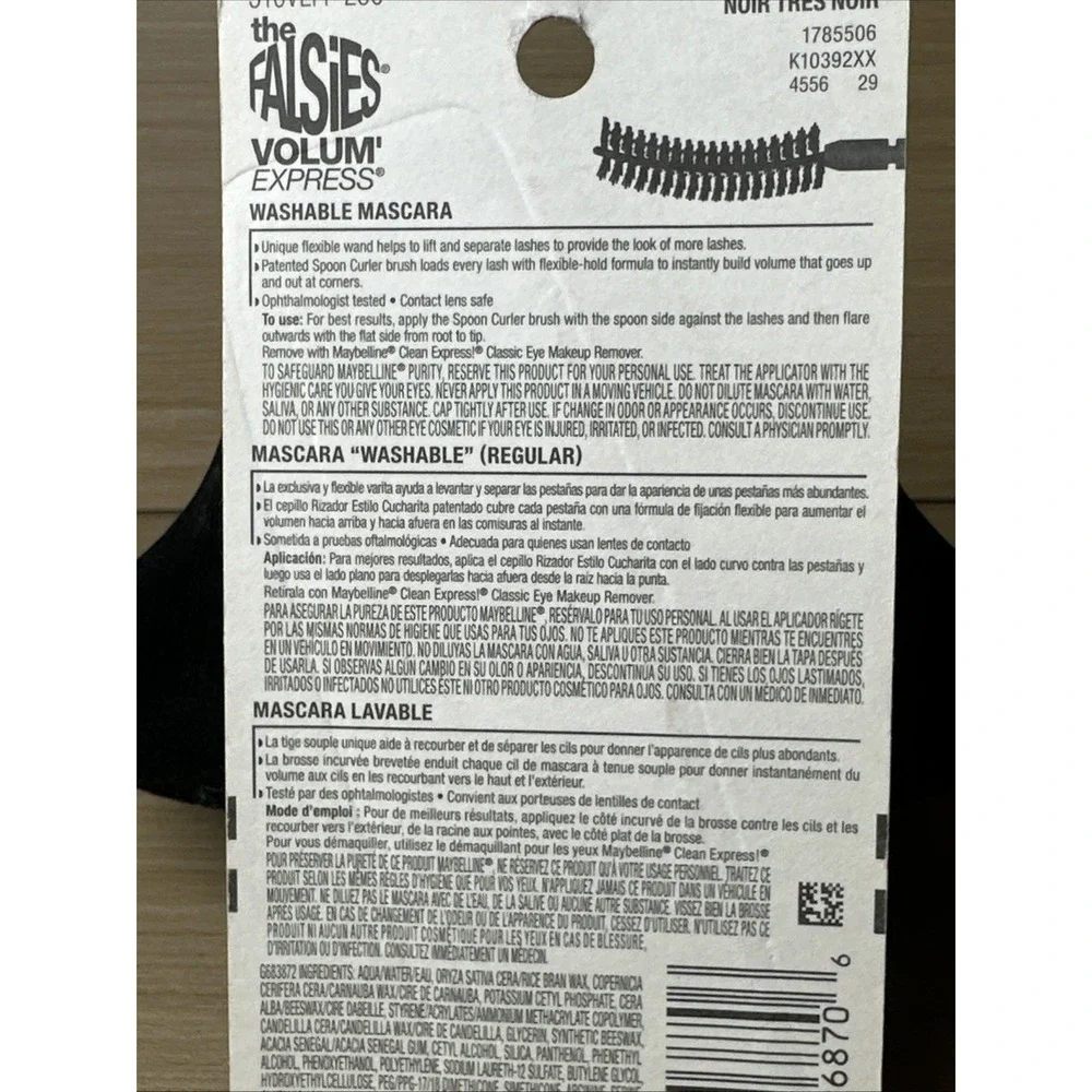 MAYBELLINE VOLUM'EXPRESS MASCARA THE FALSIES #286 BLACKEST BLACK‎ 0.31 OZ